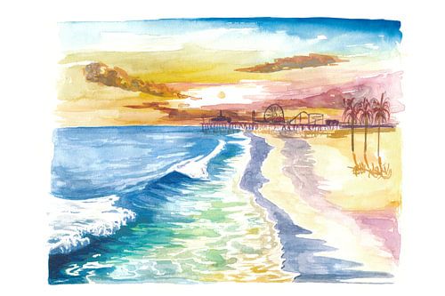 Santa Monica Pier in der goldenen kalifornischen Sonne