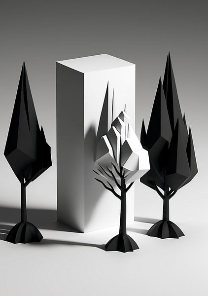 3d trees black and white by haroulita