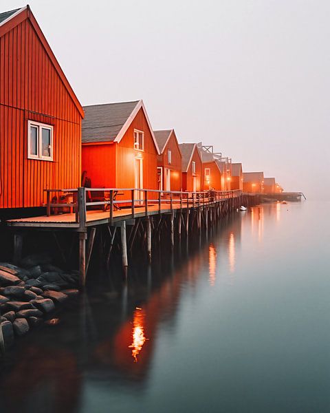 Fishing huts by the fjord by fernlichtsicht