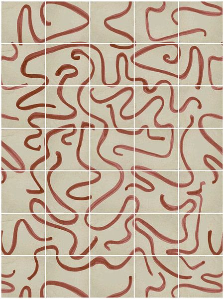 Modern and abstract lines on a tile pattern, beige - brown by Mijke Konijn