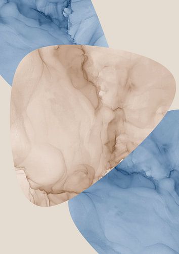 Collage de formes aquarellées à l'aspect marbré