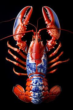 Lobster Luxe - RED Delft Blue CANCER sur Marianne Ottemann - OTTI