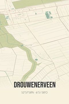 Carte vintage de Drouwenerveen (Drenthe) sur Rezona