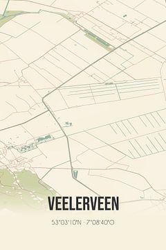Vintage landkaart van Veelerveen (Groningen) van Rezona