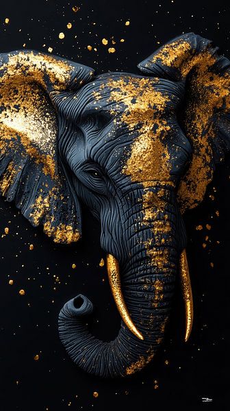 golden animal on a black background by Gelissen Artworks