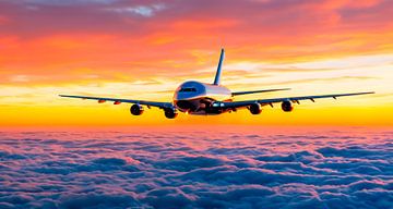 Zonsondergang en een vliegtuig van Mustafa Kurnaz