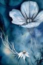 Blauw XIV - witte bloem in blauw van de nacht van Lily van Riemsdijk - Art Prints with Color thumbnail