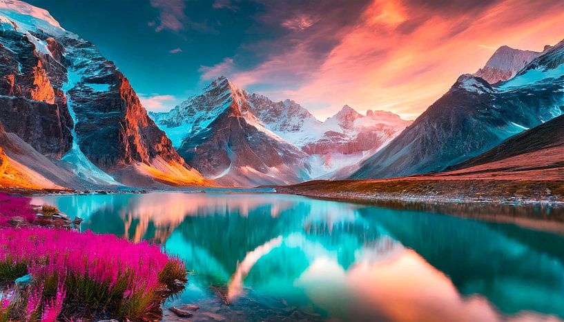 Lake with mountains and clouds by Mustafa Kurnaz
