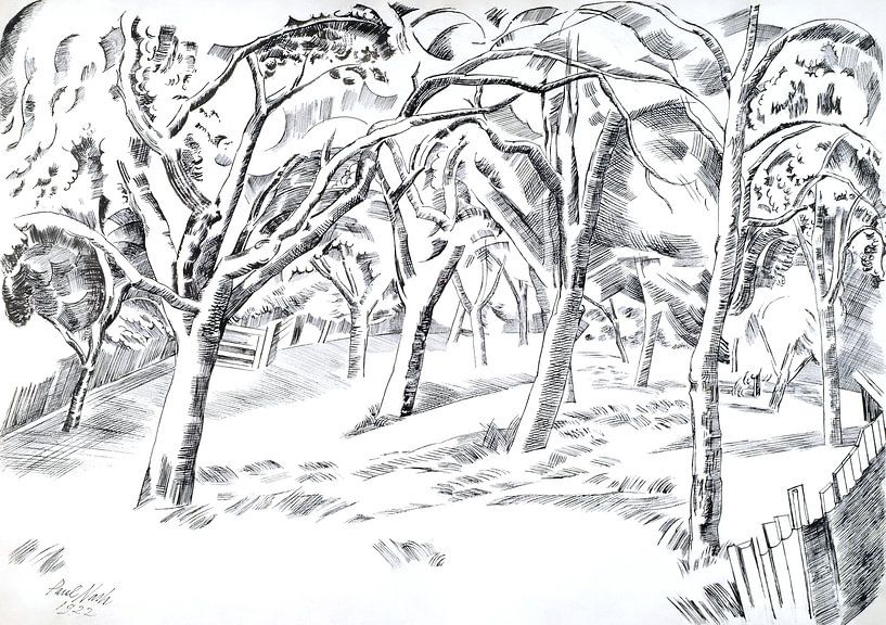 De boomgaard, Paul Nash - 1922 van Het Archief