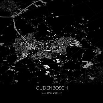 Schwarz-weiße Karte von Oudenbosch, Nordbrabant. von Rezona