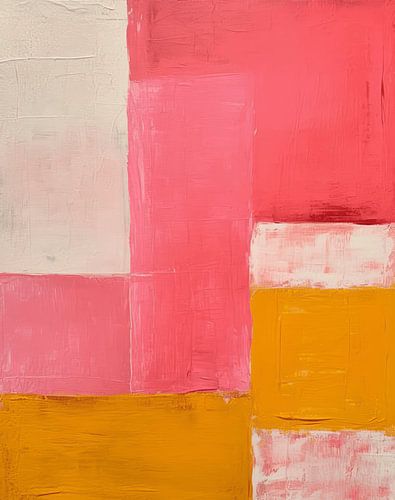 Modernes Abstraktes in Rosa und Ockergelb