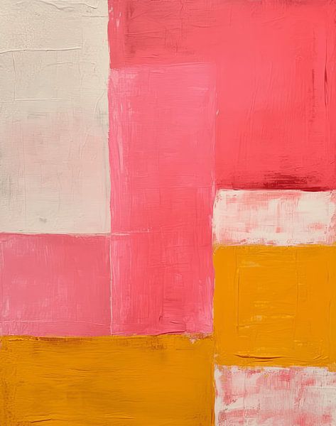 Modernes Abstraktes in Rosa und Ockergelb von Studio Allee