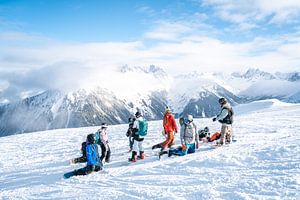 LVS Check Freeriden Pulverschnee Fahren im Montafon, Vorarlberg Snowboardgruppe