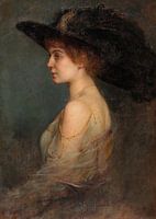 Profile Portrait of a Woman with Large Hat