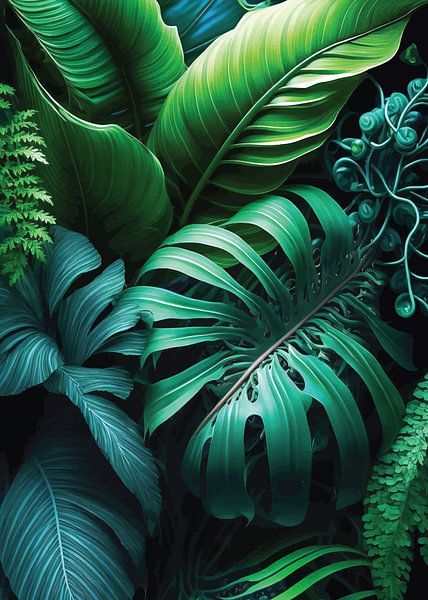 Lush Tropical Leaves by Himler Razan
