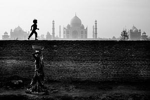 Indien - Das Taj Mahal vom Ufer aus von Marvin de Kievit