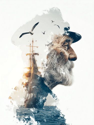 Alter Seemann Double Exposure Meer