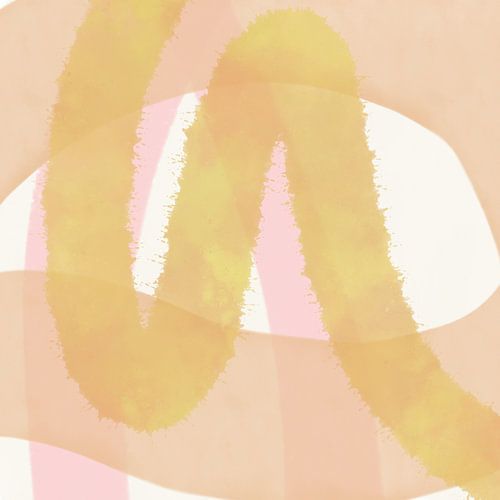 Modern abstract in geel en roze