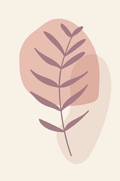 Modern boho botanical. Leaves in pastel colors. Sand, salmon pink, beige 1 by Dina Dankers