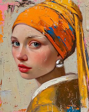 Modern girl with the pareI Johannes Vermeer "Echo of refinement" by René van den Berg