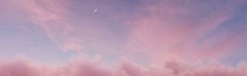 roze lucht en pluizige wolken in avondlichtstemming van Besa Art