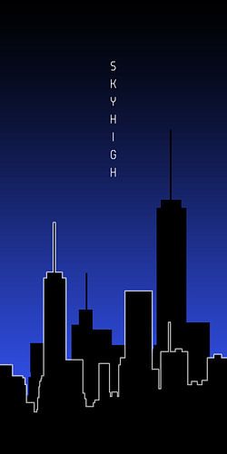 Graphic Art SKYHIGH PANORAMIC | blue by Melanie Viola