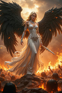 Dark Fantasy Art Wandbild: SERAPHINAEL - Ein Engel geht durch die Hölle