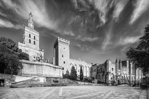 Pauselijk paleis in Avignon in zwart-wit