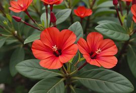 Rode *Haemanthus katharinae* bloemen en bladeren van Markus Gann