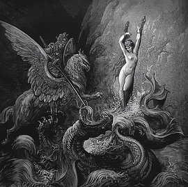Maiden Above Sea Serpents by Vickie Cramer