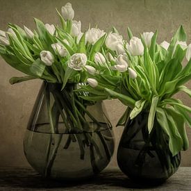 Still life white tulips by Marjolein van Middelkoop