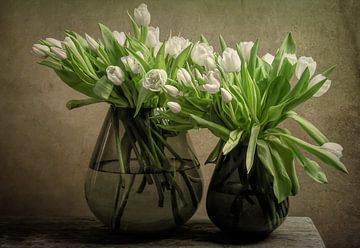 Stilleven witte tulpen van Marjolein van Middelkoop