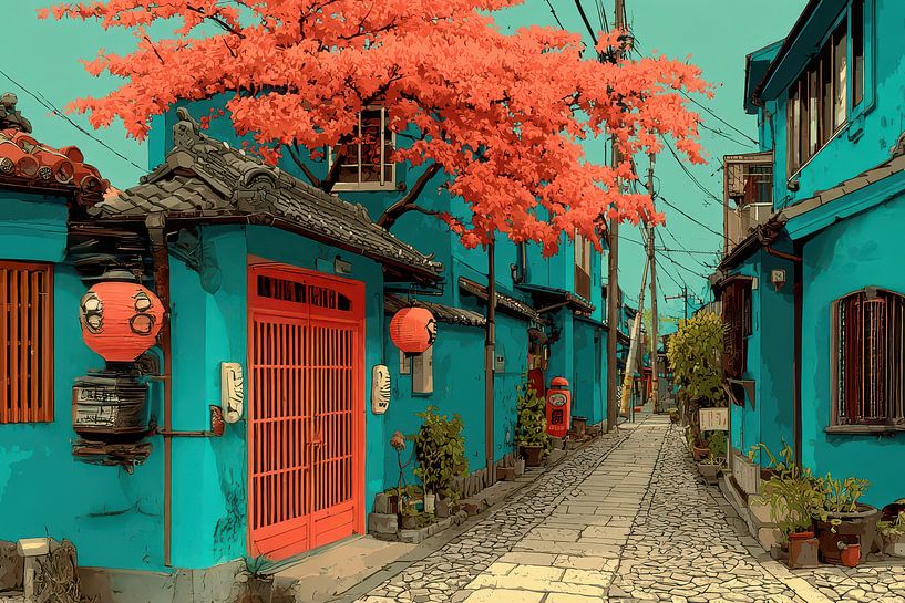picturesque Japan streetscape by Egon Zitter