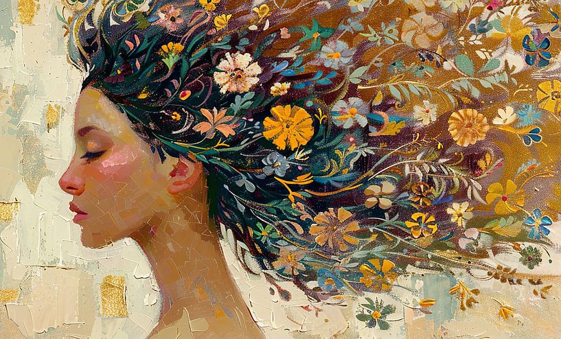Frau Impressionismus | Blumen von Blickfänger Gemälde
