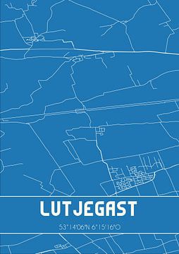 Blauwdruk | Landkaart | Lutjegast (Groningen) van Stad & Wand