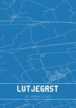 Blauwdruk | Landkaart | Lutjegast (Groningen) van MijnStadsPoster