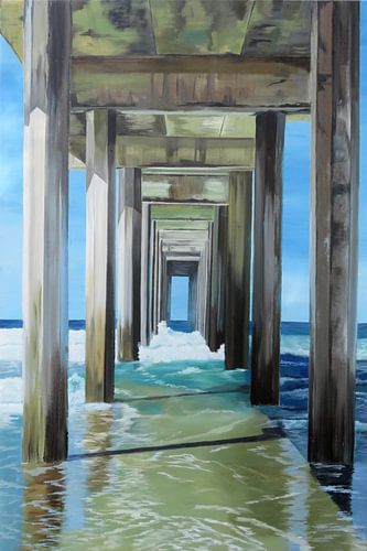 San Diego Pier Ozean Wellen mit Reflexionen