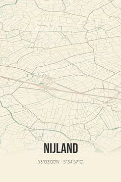 Vintage landkaart van Nijland (Fryslan) van MijnStadsPoster