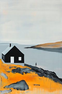Lonely hut by the water - Minimalist by Poster Art Shop
