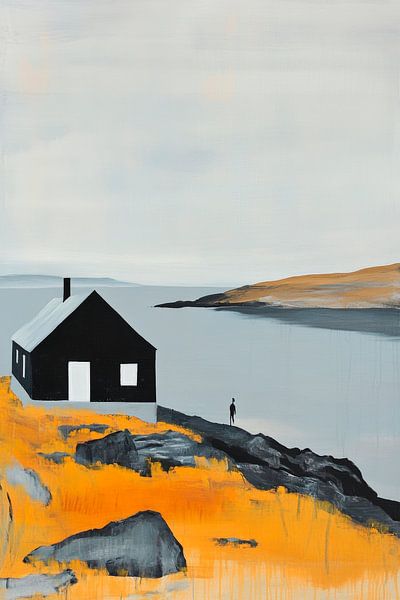Lonely hut by the water - Minimalist by Poster Art Shop
