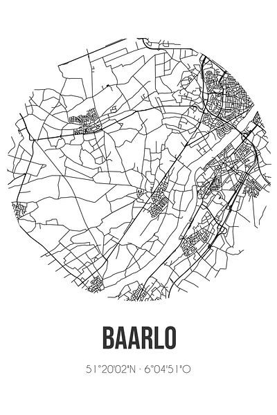 Baarlo (Limburg) | Map | Black and white by Prints of Place