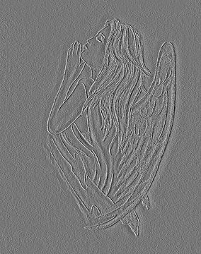 Engel getekend en digitaal bewerkt met steeneffect . van Jose Lok