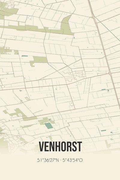 Carte ancienne de Venhorst (Brabant du Nord) par Affiches de lieux
