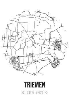 Triemen (Fryslan) | Landkaart | Zwart-wit van Rezona