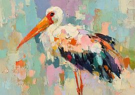 Une cigogne colorée dans un style abstrait sur Niklas Maximilian