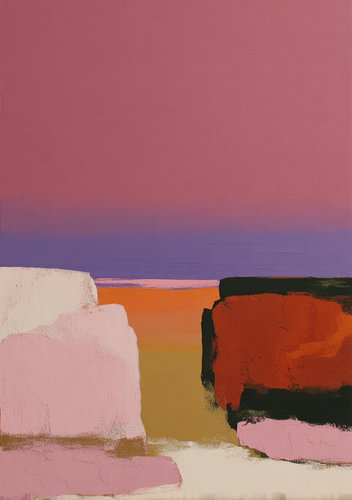 Abstract composition in pink, violet and terracotta