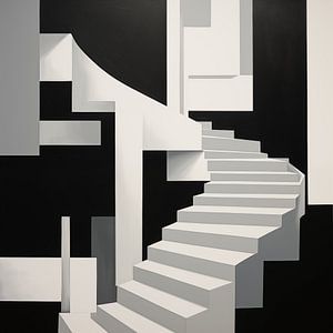 Escalier abstrait noir et blanc
