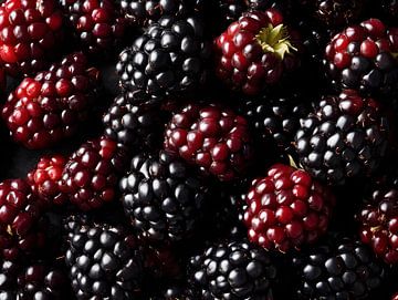 Juicy blackberries in deep dark red & black