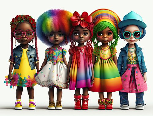 Regenboog meisje decoratieve illustratie