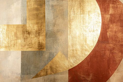 Geometrisch abstract kunstwerk met goud